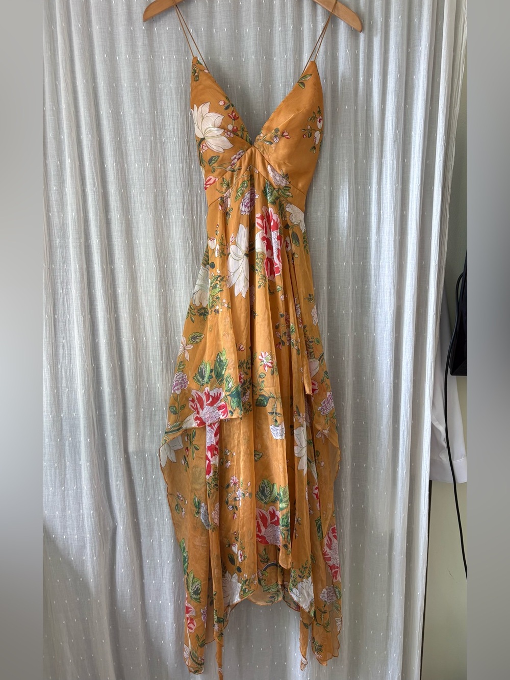 Simple Mustard Floral V-Neck Maxi Dress